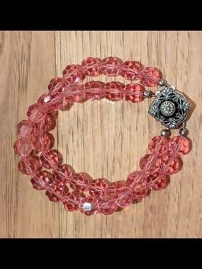 Pink Crystal Beaded Bracelet